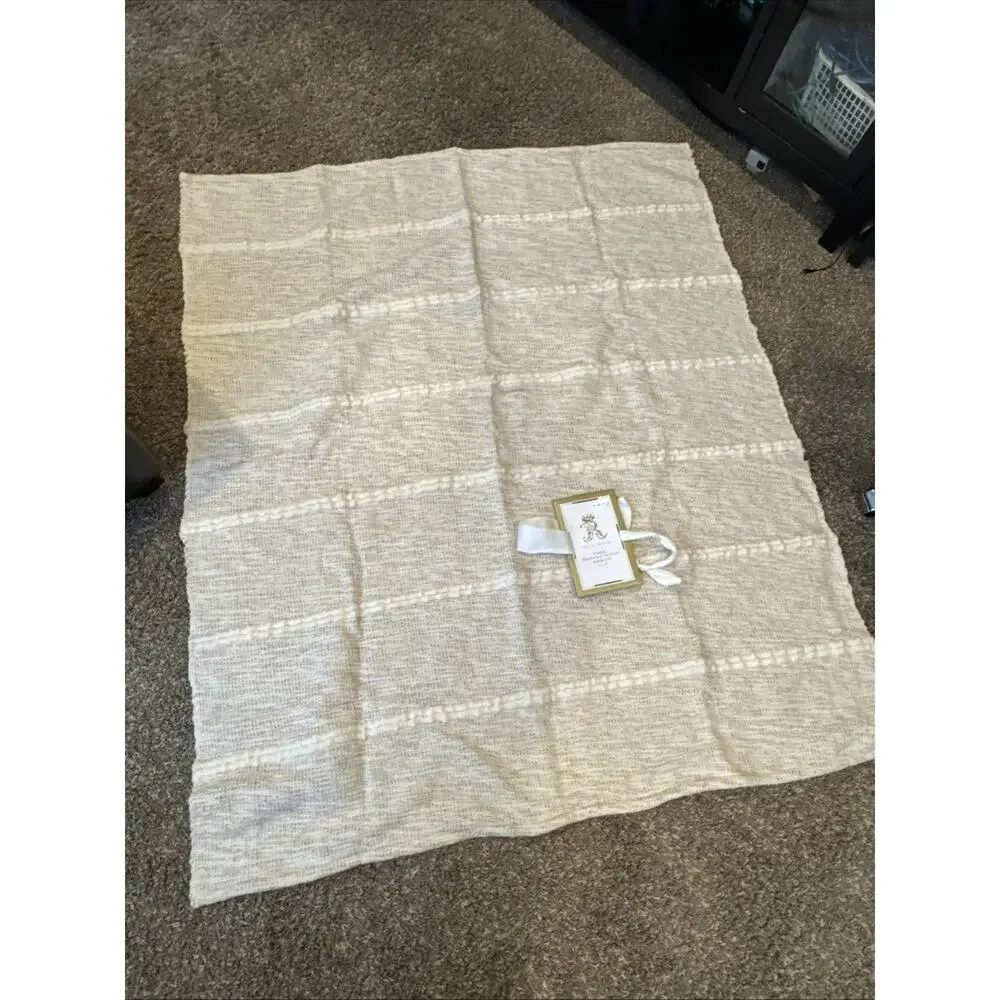 Rachel Ashwell 100% Merino Wool Throw Blanket 50” x 60” Tan Neutral Luxe